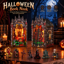 Book Nook Kit-Witch's Castle-3D Wooden Puzzle Kit with LED Lights Gift