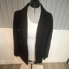 Matty M Women  s Black Open Front Lined Mid-Length Blazer Jacket Size S