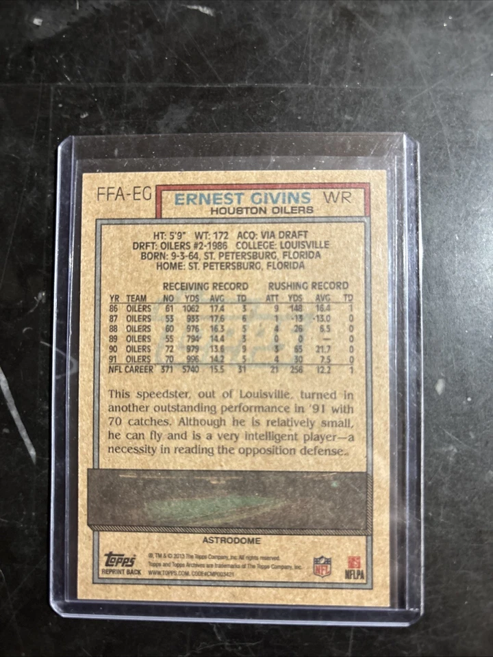 2013 Topps Archives - Autógrafos favoritos de los fanáticos Ernest Givins #FFA-EG (AU) Foto 2 de 2