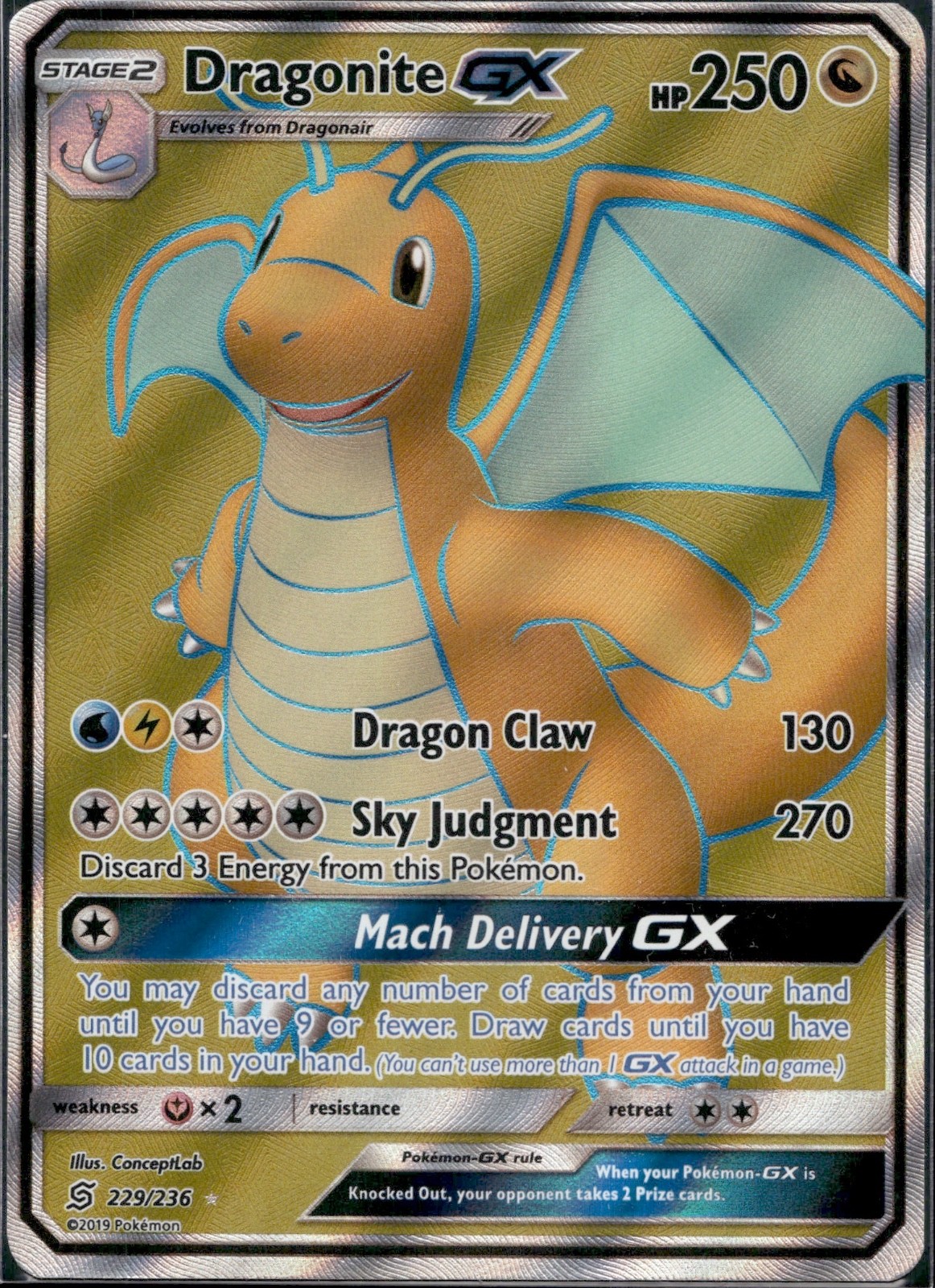 Dragonite GX (Full Art) Ultra Rare SM - Unified Minds 229/236 NM