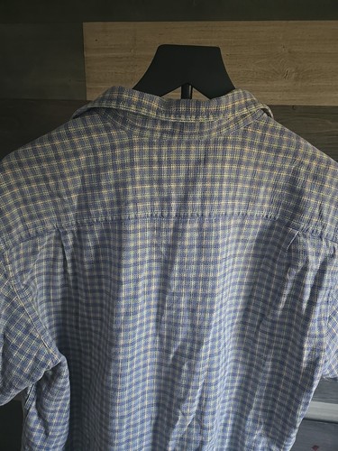 L.L.BEAN MENS COOL WEAVE BUTTON UP BLUE & YELLOW SHIRT SIZE MED PREOWNED - Picture 10 of 10