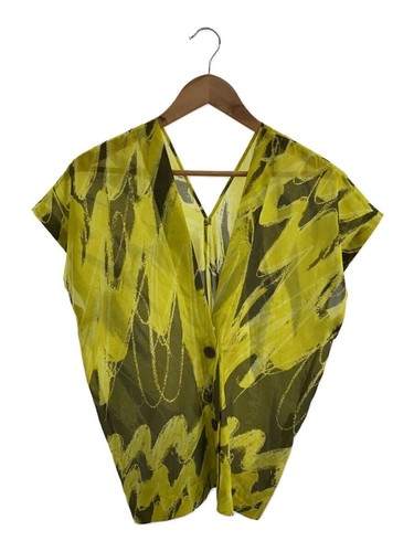 Issey Miyake ärmellose Bluse / 2 / Polyester / Gelb / Vollmuster / Im13Fj512