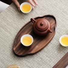 Black Walnut Tea Tray For Gongfu Tea Ceremony, Cloud-Shaped Tea Wooden C6Y4