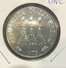 Moneta 100 Lire San Marino 1975 NON CIRCOLATA Acciaio Inox-KM#46-MINTAGE=821.000