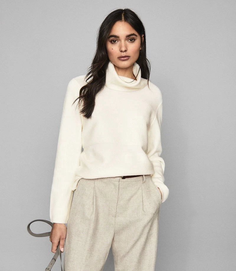 Reiss Cream Shea Texture Rollneck Jumper Size UK S SMALL £145.00 - Image 2 of 4