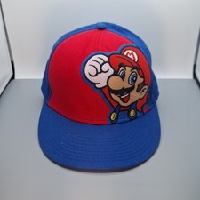 Nintendo Super Mario Bros Jumping Mario Cap Hat Blue  Red Size S/M Cotton