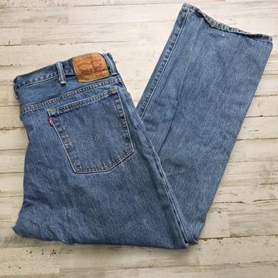 Levi's 517 Boot Cut Jeans Mens 42x30 Blue 100% Cotton Denim Broken in Comfort