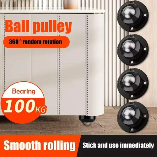 1/4Pcs Universal Ball Pulley 360° Rotation Self-Adhesive Caster Wheels 100KG Bea - Foto 2 di 20