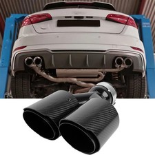 For Audi S3 2022-2025 Carbon Fiber 3" In 4" Out Dual Exhaust Tip Tail Muffler