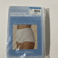 Sears Fundamentals Acetate Tricot Full Cut Elastic Leg Brief 3 PAIR SZ 9 New