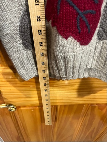 Maglione nonna vintage Norm Thompson ricamato foglie autunnali comodo 100% lana - Foto 5 di 6