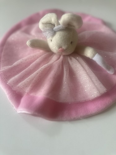 Mud Pie Bunny Pink Ballerina Security Blanket Lovey 8" - Picture 7 of 9