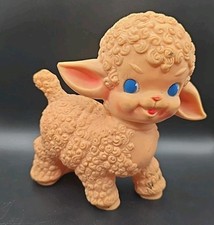 Sun Rubber Co Lamb Squeak Toy Vtg 1955 Kitch Squeaker Rare all Pink Body
