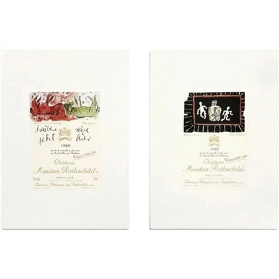 Chateau Mouton Rothschild Artist Wine Label Prints 1989 1994 Baselitz Appel - Image 1 of 4