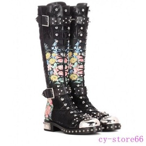 floral knee high boots