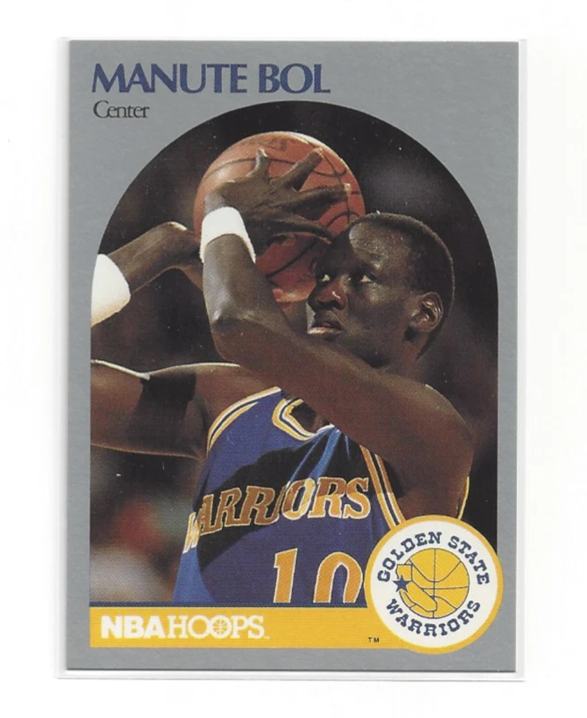Manute Bol 1990 NBA Hoops #112 Warriors Shot Block Legend Vintage NBA Card RAW