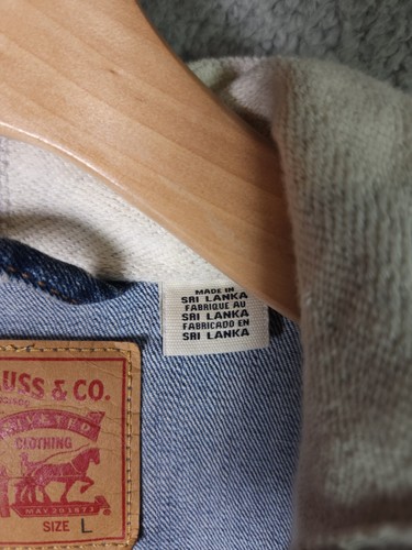 Levi's Hybrid Denim Trucker Jacket Hoodie Kids Size Large Blue Gray Fleece - Picture 5 of 15