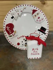 F A O SCHWARZ - New Cookies & Milk for Santa Set - 11" Plate & 4 1/2" T Milk Jug