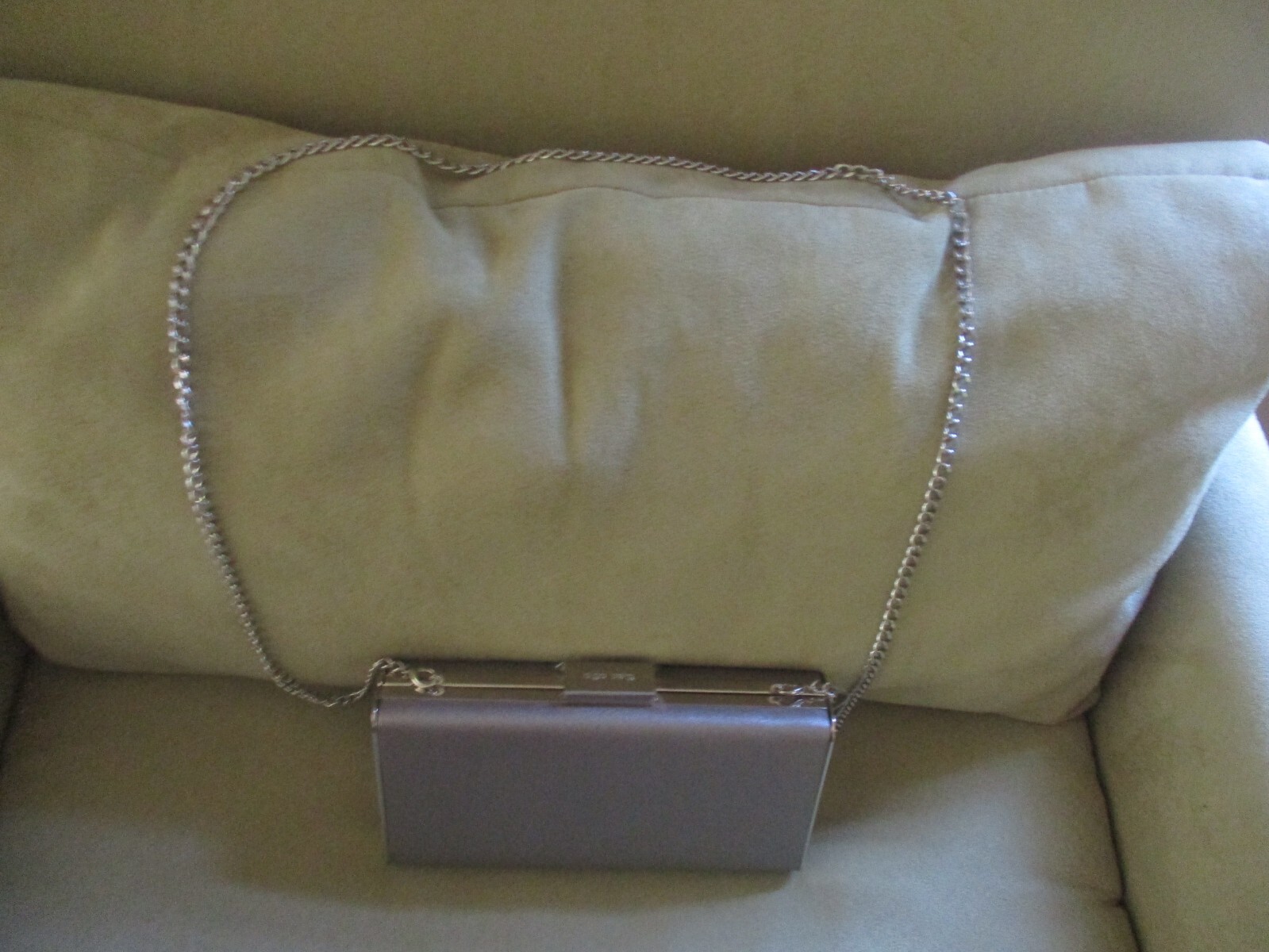 Olga Berg Precious Metallic Slimline Clutch Sliver Shoulder Bag NEW