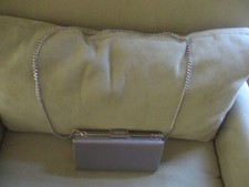 Olga Berg Precious Metallic Slimline Clutch Sliver Shoulder Bag New
