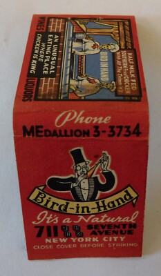 Vintage Bird-In-Hand Restaurant New York City FEATURE Matchbook Missing Matches
