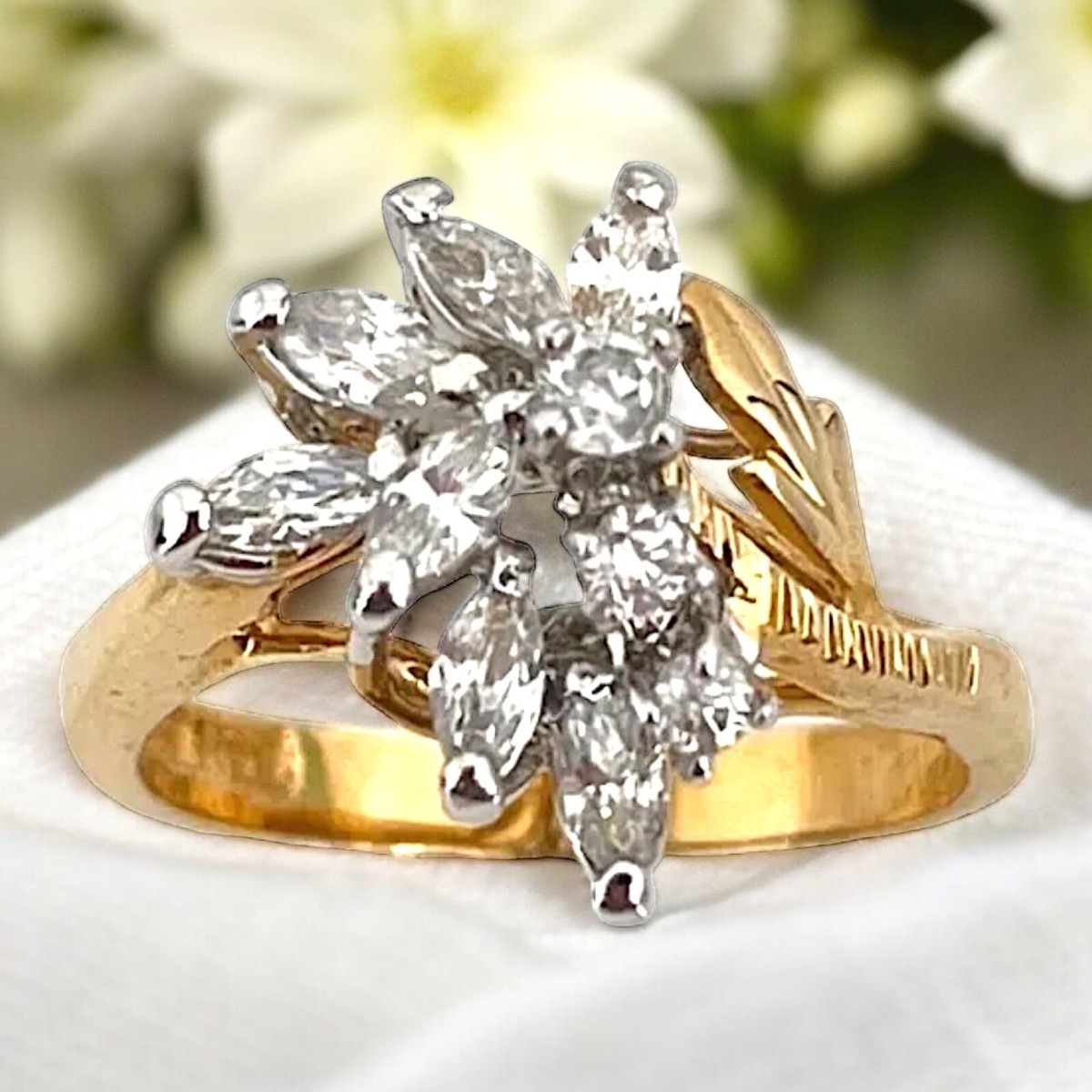 14k Yellow Gold 14kt Gold Cubic Zirconia Wedding Rings Vintage