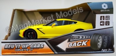 BRAHA · CHEVROLET CORVETTE C7 · PULL BACK · 1:24 · YELLOW · BRAND NEW · RARE  