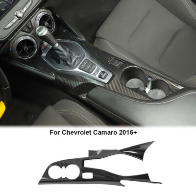 1*Big Gear Shift Cup Holder Panel Cover Trim for Chevy Camaro 2016+ Carbon Fiber