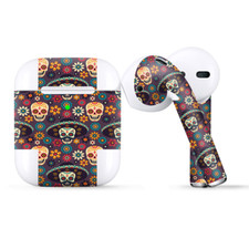 Skins Wraps compatible for Apple Airpods Sugar Skulls Sombrero Day of the Dead