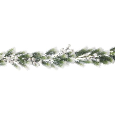 1,13m Künstliche Weihnachtsgirlande Matt Weiß Beere Beflockt Haus Garten Deko