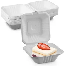 MT Products Cake Container - 6" x 6" x 3" Food To Go Containers - Pack of 30