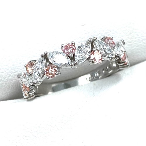 Bague de mariage diamant 1,89 ct alternée marquise et rose taille ronde cultivée en laboratoire 14 carats - Photo 3 sur 6