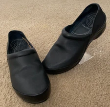 Dansko Womens Professional Leather Slip On Clogs Black Size 9 Wedge