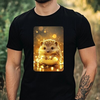 Herren T-Shirt Igel Glänzende Lichter  Motiv Baumwolle Größe XS bis 5XL