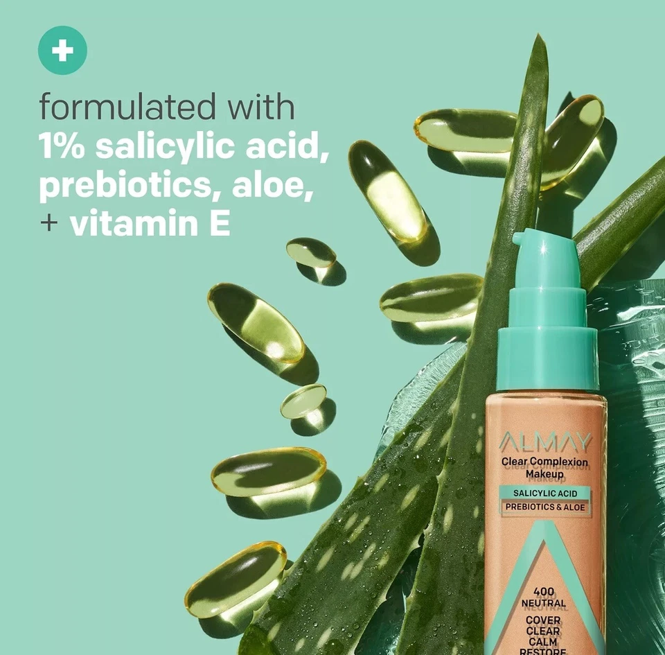 Almay Clear Complexion Acne Foundation Makeup for Sensitive Skin 800 Caramel 1oz - Image 2 of 4