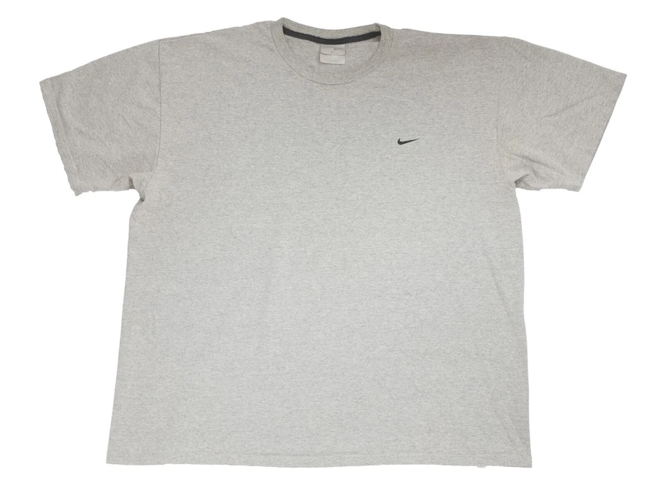 耐克复古 T 恤男式 L 灰色标签 Swoosh 标志田径 90 年代褪色柔软黑色 — 第 2/4 张图片
