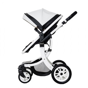 white leather pram