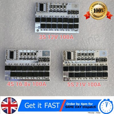 3S 4S 5S 12V / 21V 100A BMS Li-ion LMO Lithium Battery Protection Circuit Board