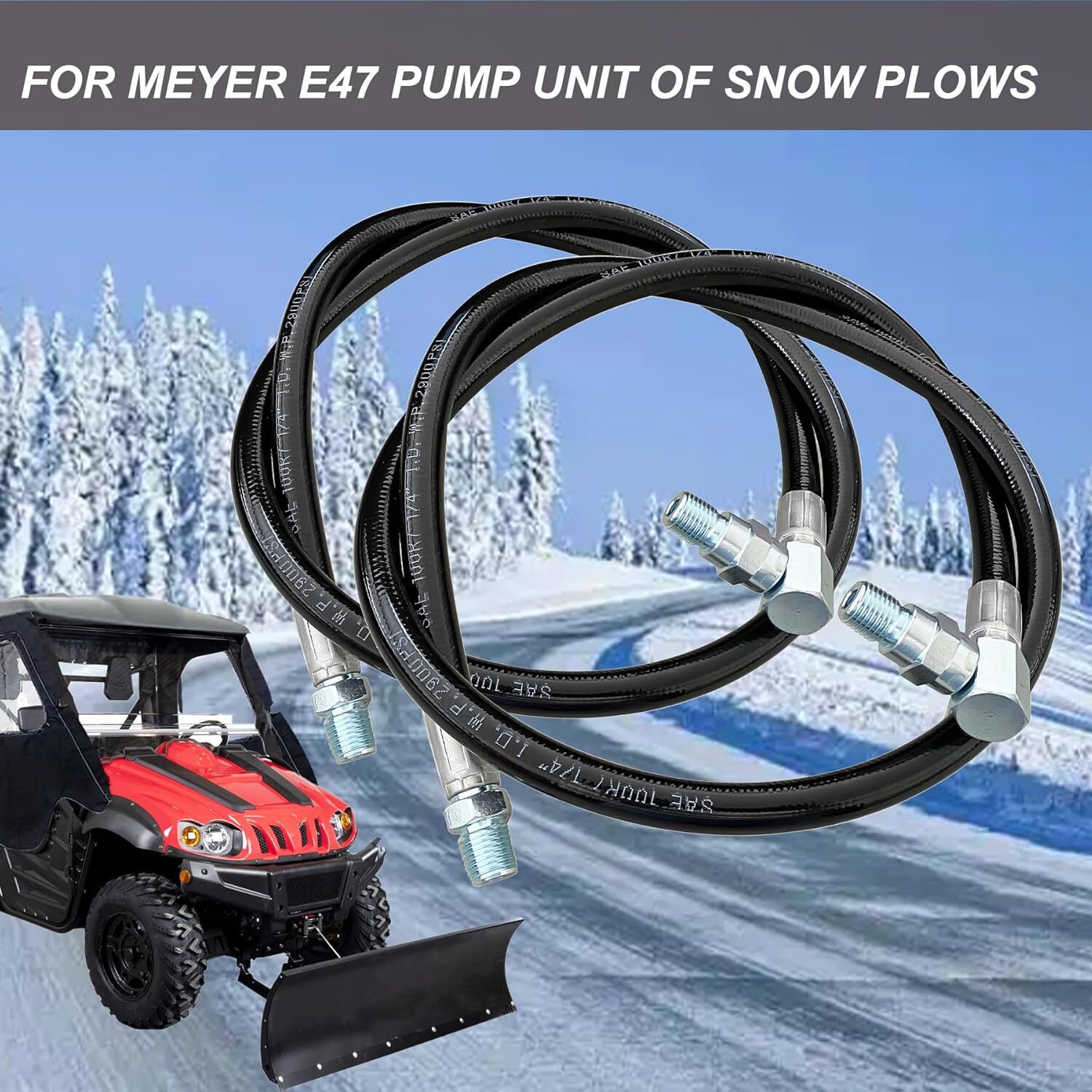 Hydraulic Power Angle Hose  Fittings Kit for E47 Meyer Snow Plow Blade 21855