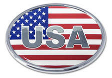 united states of america oval flag chrome auto emblem decal usa made