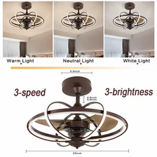 Modern Ceilling Fans Lighting 3-color Dimmable LED Chandeliers +Remote Control
