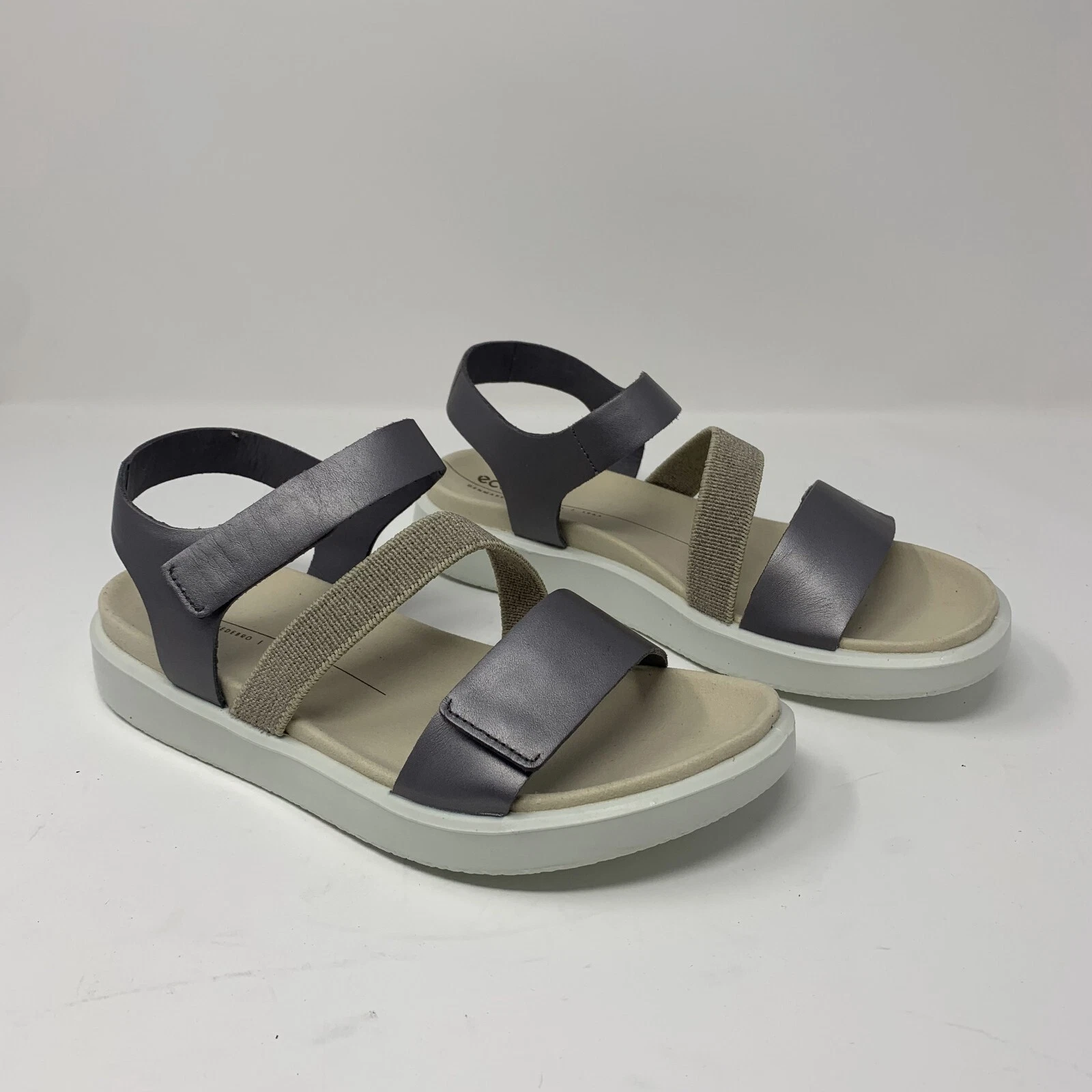 Ecco Flowt 273713 Sandals Women 5-5.5 Gravity Metallic Leather Ankle Strap S0582