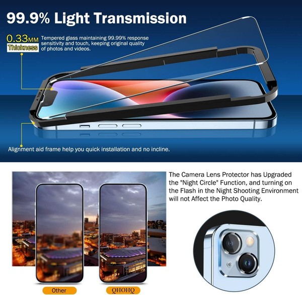 Panzer Schutzglas Iphone 14 13 Mit Kameraschutz 9H HäRte Hd Displayschutz-image