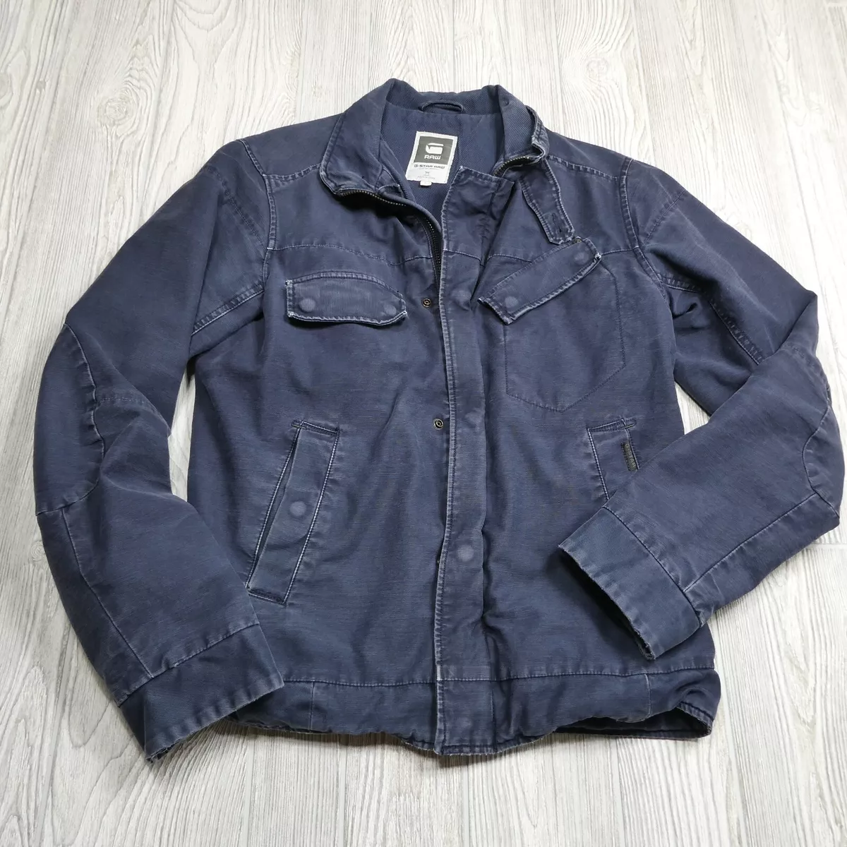 G-Star Raw Canvas Work Jacket Womens Large Blue Full Zip Many Pockets