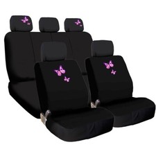 For Honda Embroidery Butterfly Logo Car Seat Cover Full Set W Headrests