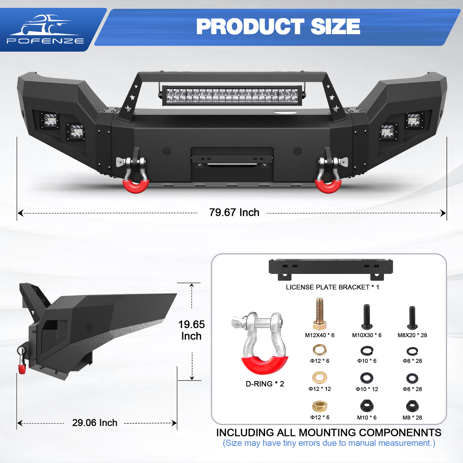 Front Bumper For 2015-2019 GMC Sierra 2500/3500 HD W/Winch Plate & LED Lights