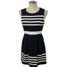 J. Crew Zip 2 Pockets Black Color with White Stripes short Dress Sleeveless XS