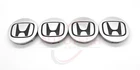 Silver/Black HONDA Set Of 4 Wheel Center Caps 69MM