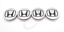 Silver/Black HONDA Set Of 4 Wheel Center Caps 69MM