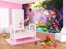 Fairy wallpaper for girls room wall mural picture nursery decor purple colorful
